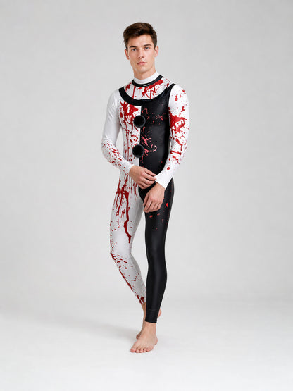 Scary Clown Costume with Mask and Blood Splashes