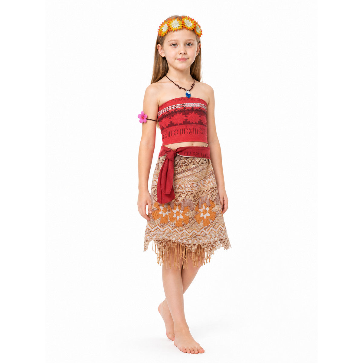 Moana Carnival Costume with Skirt and Flower Crown Costume Headwear detail