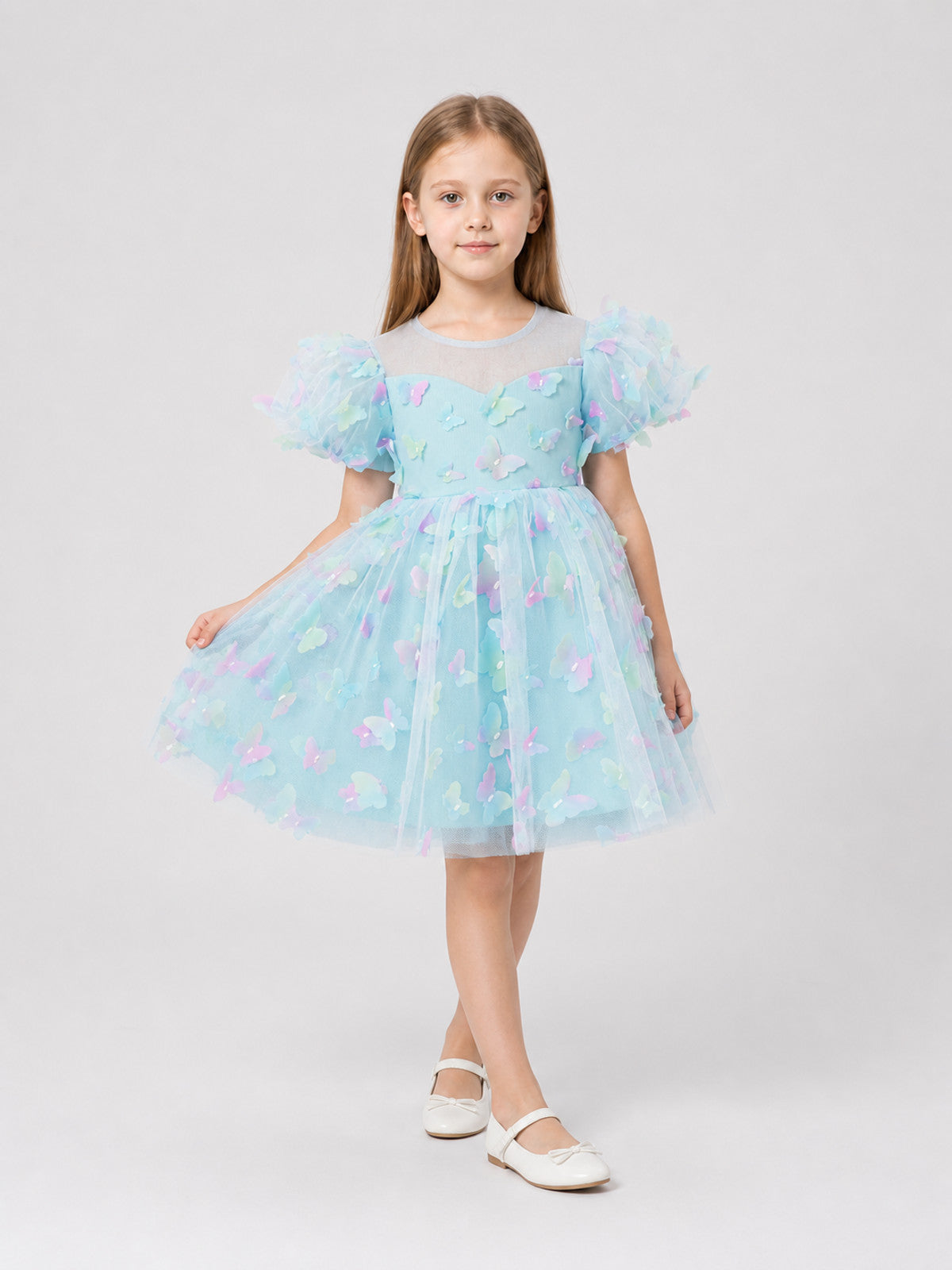 Children’s Princess Dress with a Full Skirt and Butterflies product detail
