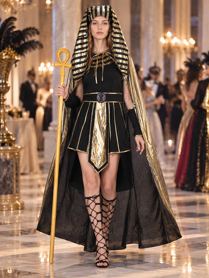 Egyptian Carnival Costume with Cape and Scepter lifestyle view