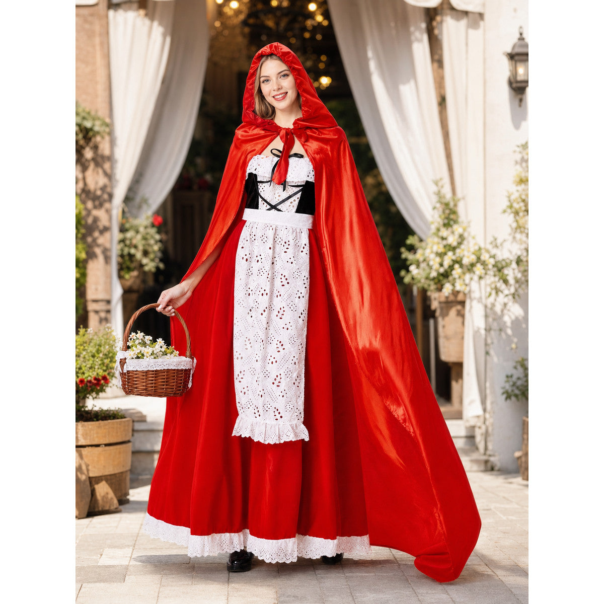 Little Red Riding Hood Hooded Costume for Halloween lifestyle view