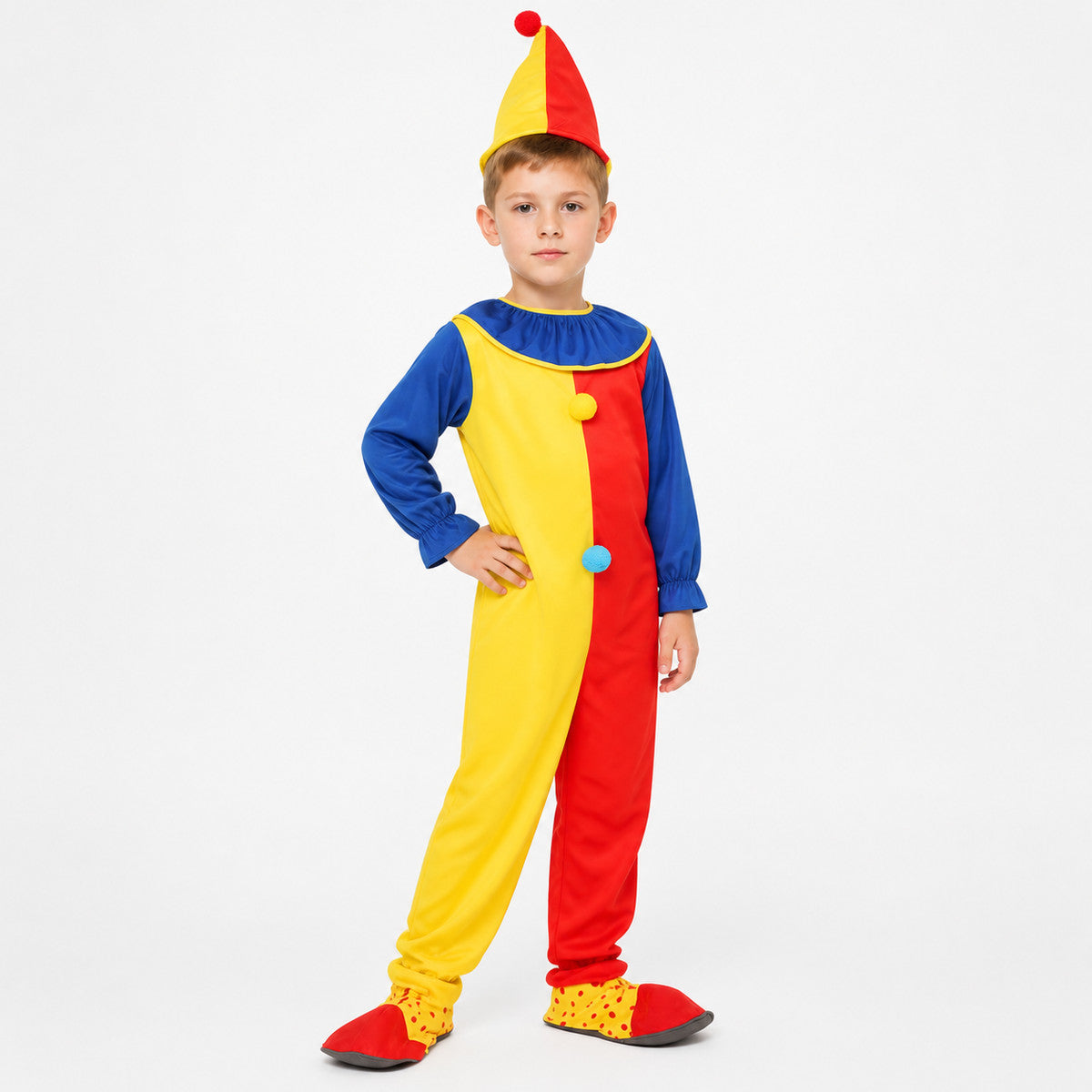 Red and Yellow Clown Jumpsuit for Parties product detail