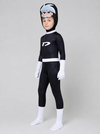 Danny Phantom Cosplay Costume, Black Jumpsuit side view