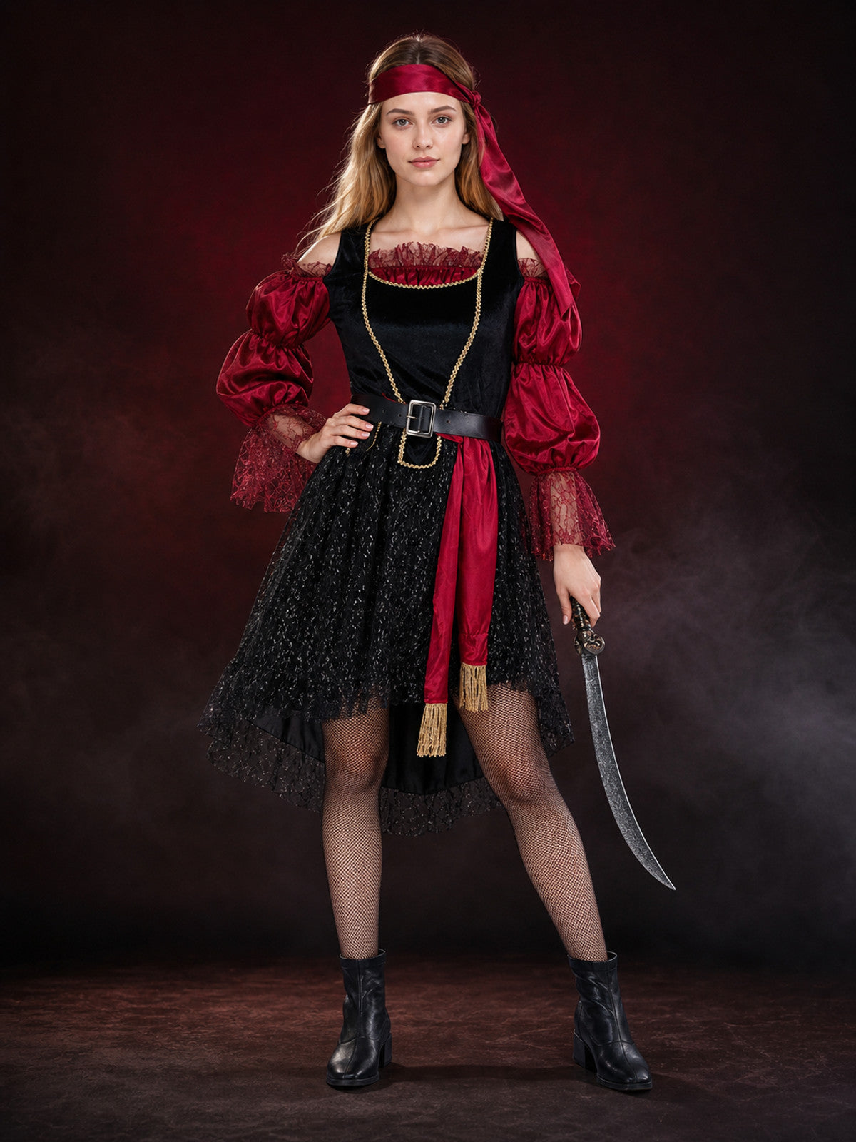 Retro-Style Pirate Costume with Corset main product view