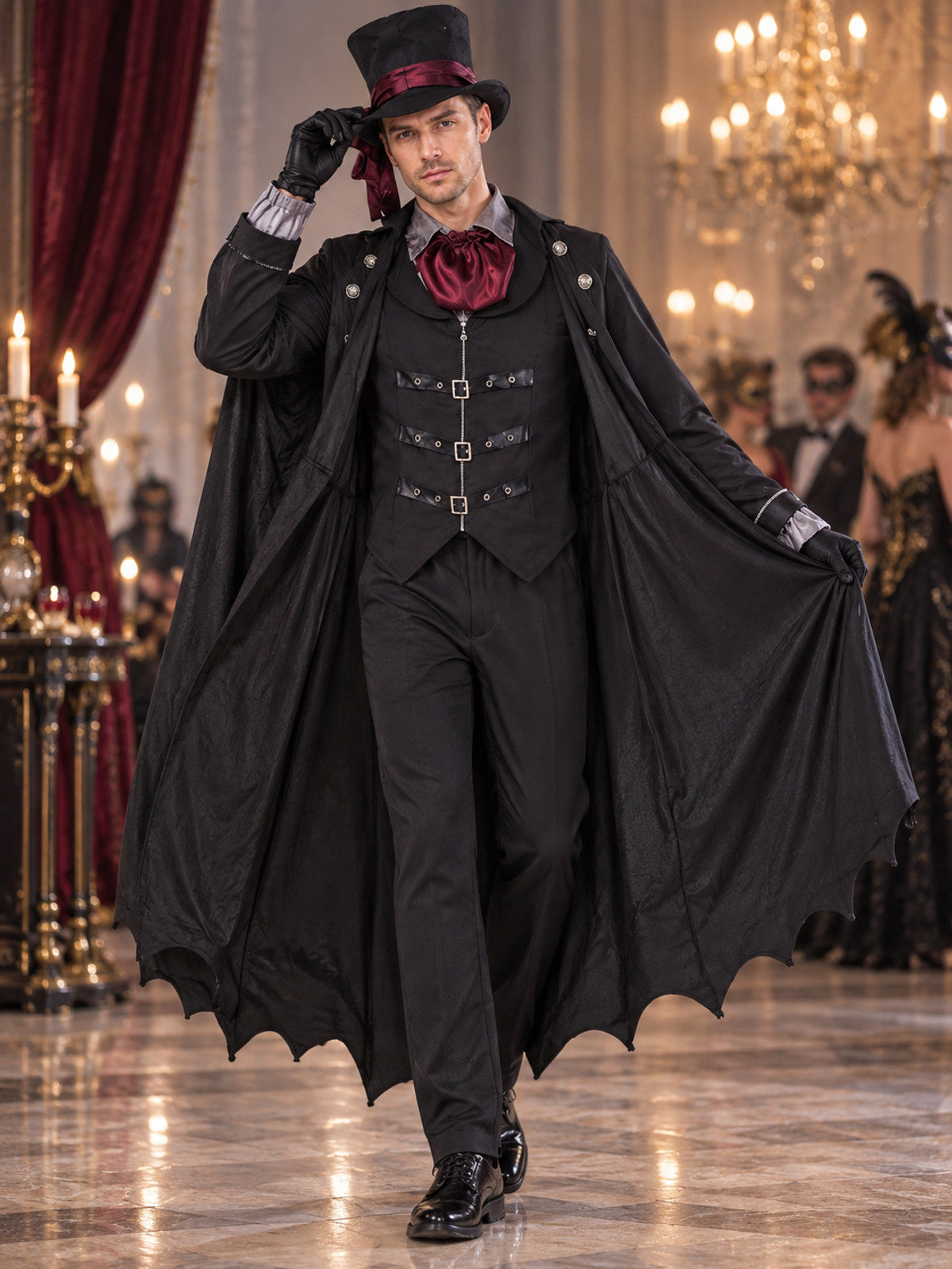 Vampire Costume with Top Hat and Cape