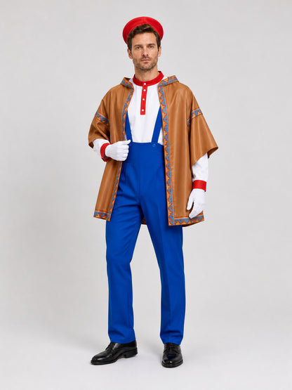 Mario Cosplay Costume with Cape, Hat, and Gloves