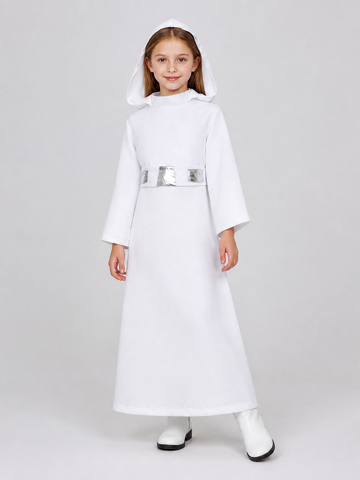 Star Wars Princess Leia Cosplay Cloak, White, with Hood Costume Capes detail
