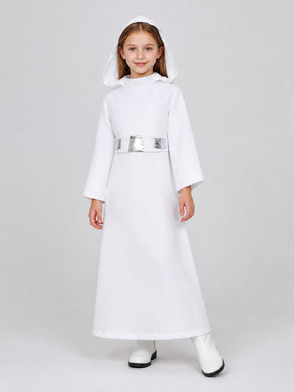 Star Wars Princess Leia Cosplay Cloak, White, with Hood Costume Capes detail