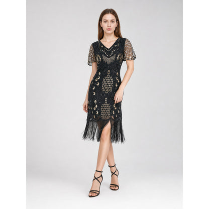 1920s Retro-Style Dress with Fringe and Sequins Costume Dresses detail