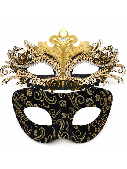 Couple Masquerade Masks Metal Venetian Party Mask Mardi Gras Mask for Women Men