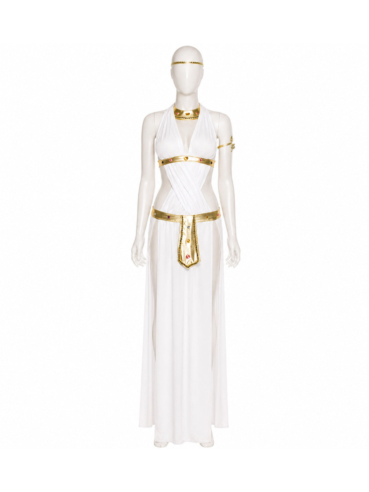 Cleopatra Costume, White Dress with Gold Accents Costume Dresses detail