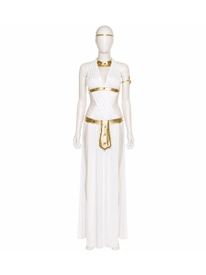 Cleopatra Costume, White Dress with Gold Accents Costume Dresses detail
