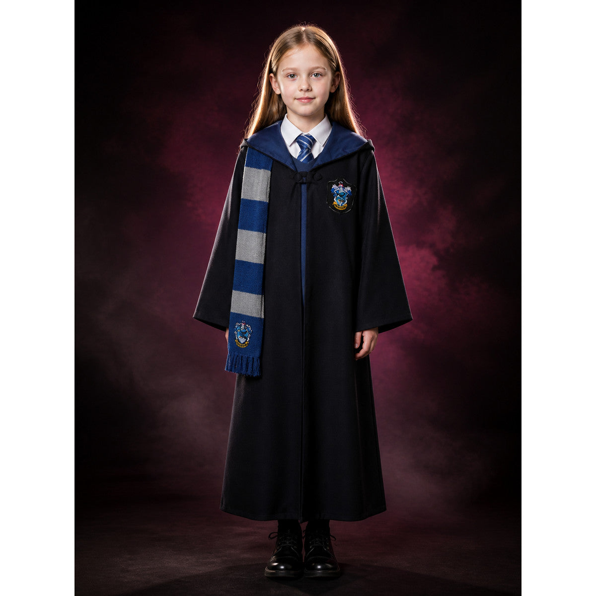 Wizard Robe Costume Set with Striped Scarf and Tie, Emblem main product view