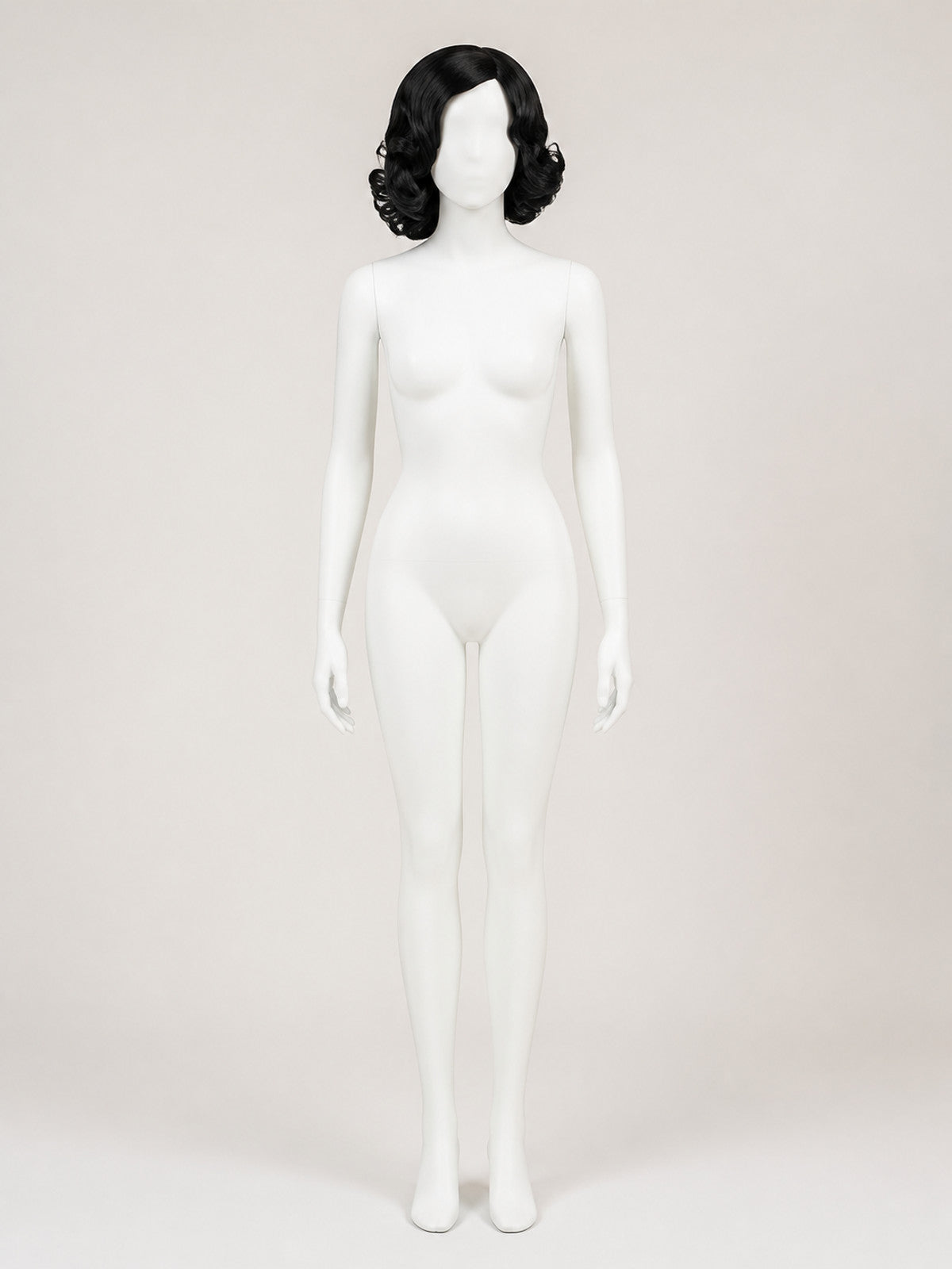 Black wavy cosplay wig with a side part lifestyle view