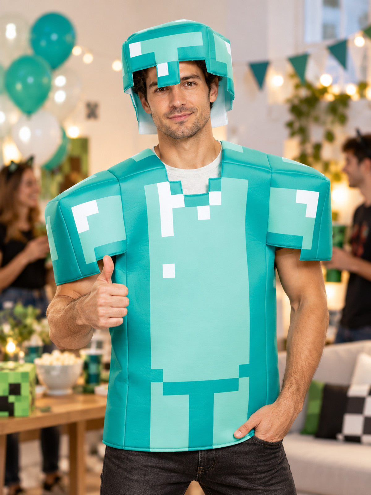 Carnival Costume with Square Mask and Pixel Pattern