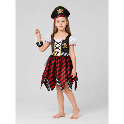 Kids' Pirate Costume: Striped Dress, Hat, and Eyepatch Costume Dresses detail
