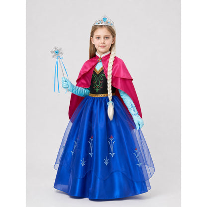 Children’s Princess Costume with Cape, Crown, and Wig product detail