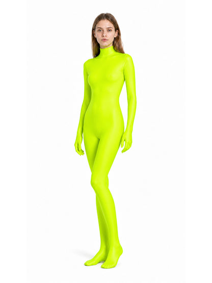Hooded Zentai bodysuit, yellow-green