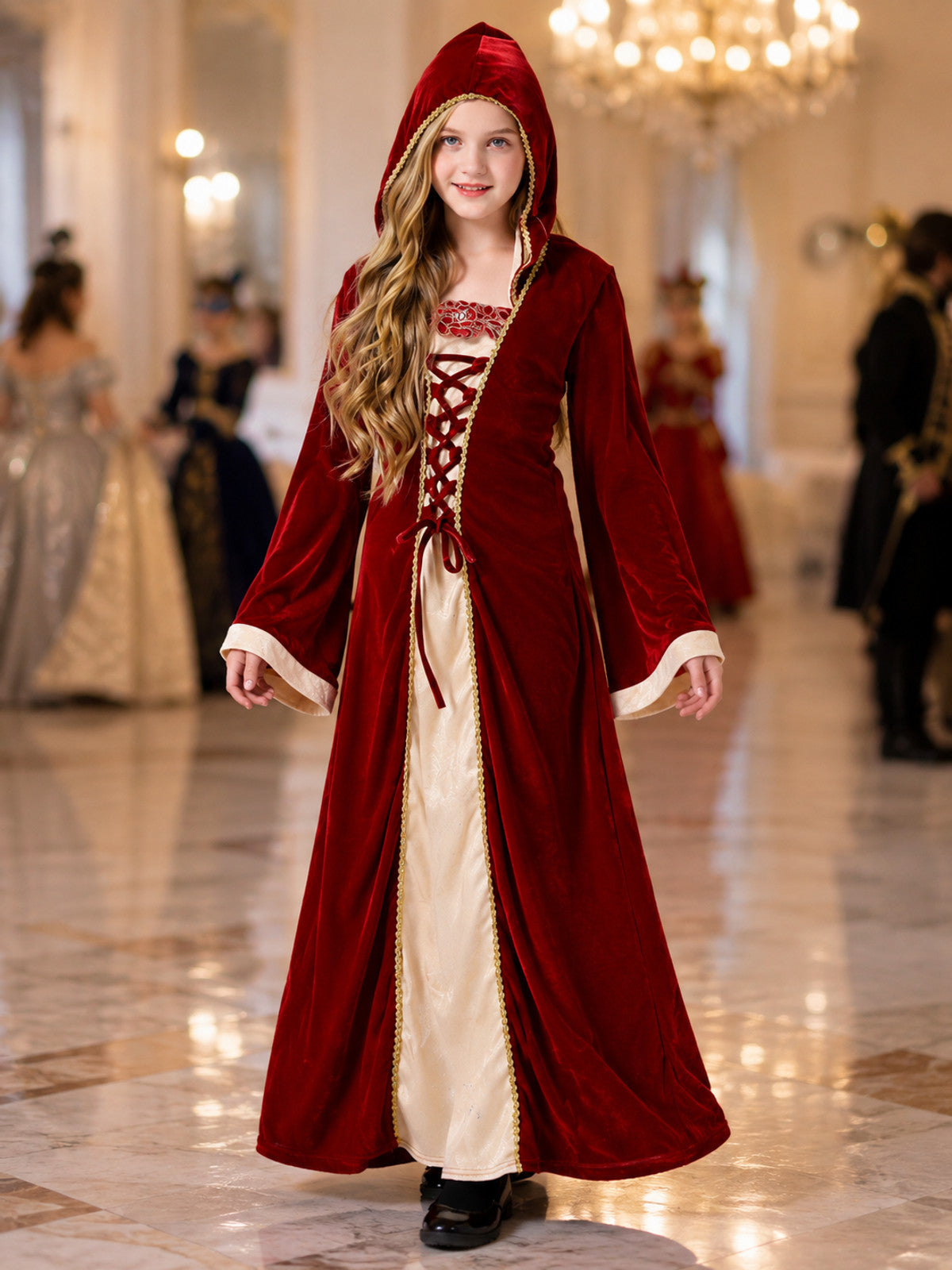Stage dress with hood and lacing lifestyle view
