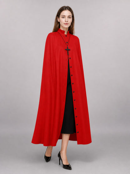 Red Long Carnival Cloak with Collar