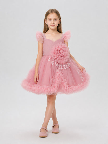 Girls' Dressy Dress with Flower and Full Skirt Costume Dresses detail