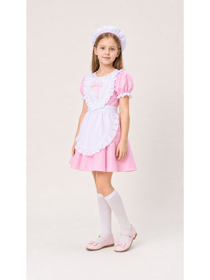 Lolita-Style Girls’ Dress with Apron and Full Skirt