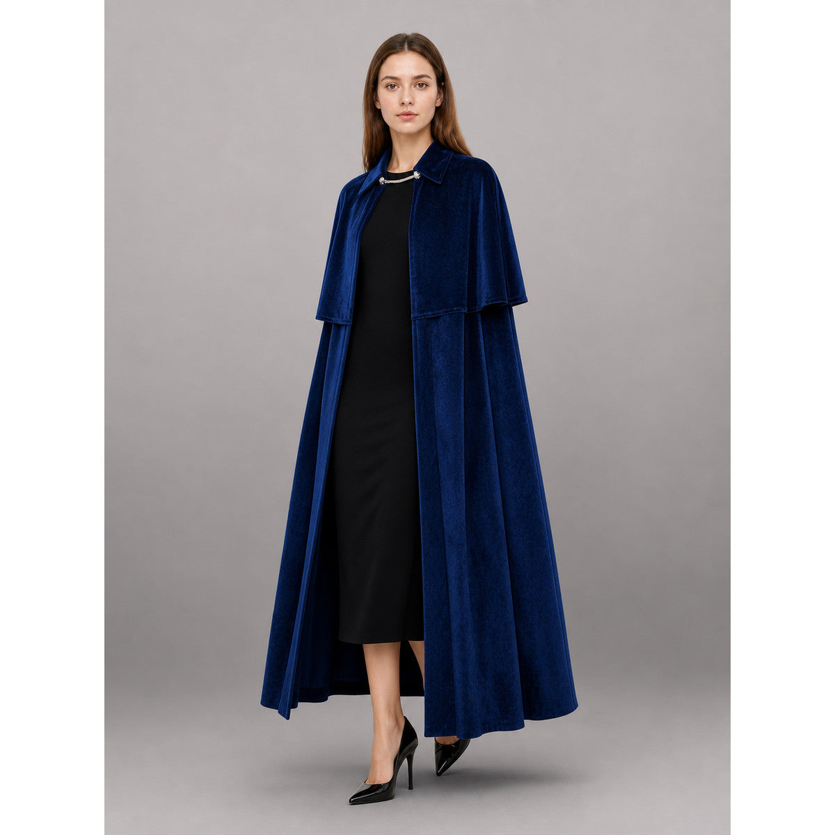 Dark Blue Carnival Cloak with Gothic Collar lifestyle