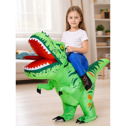 Inflatable T-Rex Dinosaur Costume, Green, One Size lifestyle view