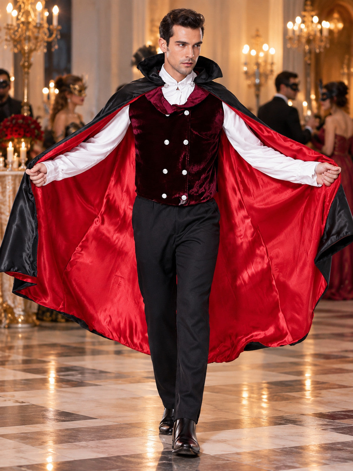 Vampire Costume: Cape, Vest, Shirt, Pants