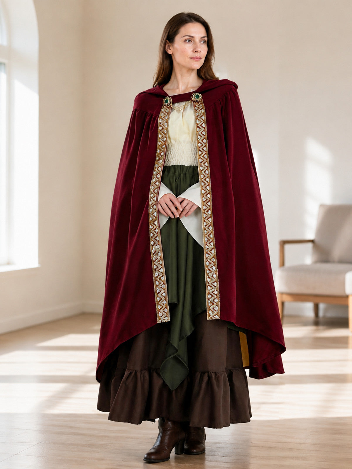 Medieval Hooded Cape for the Stage lifestyle view