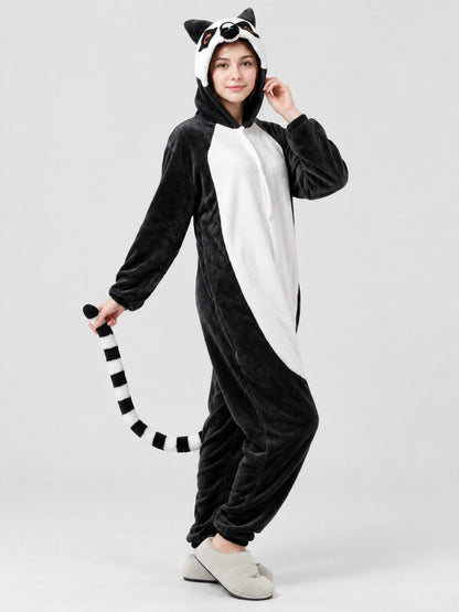 Panda Hooded Pajama Jumpsuit with Ears