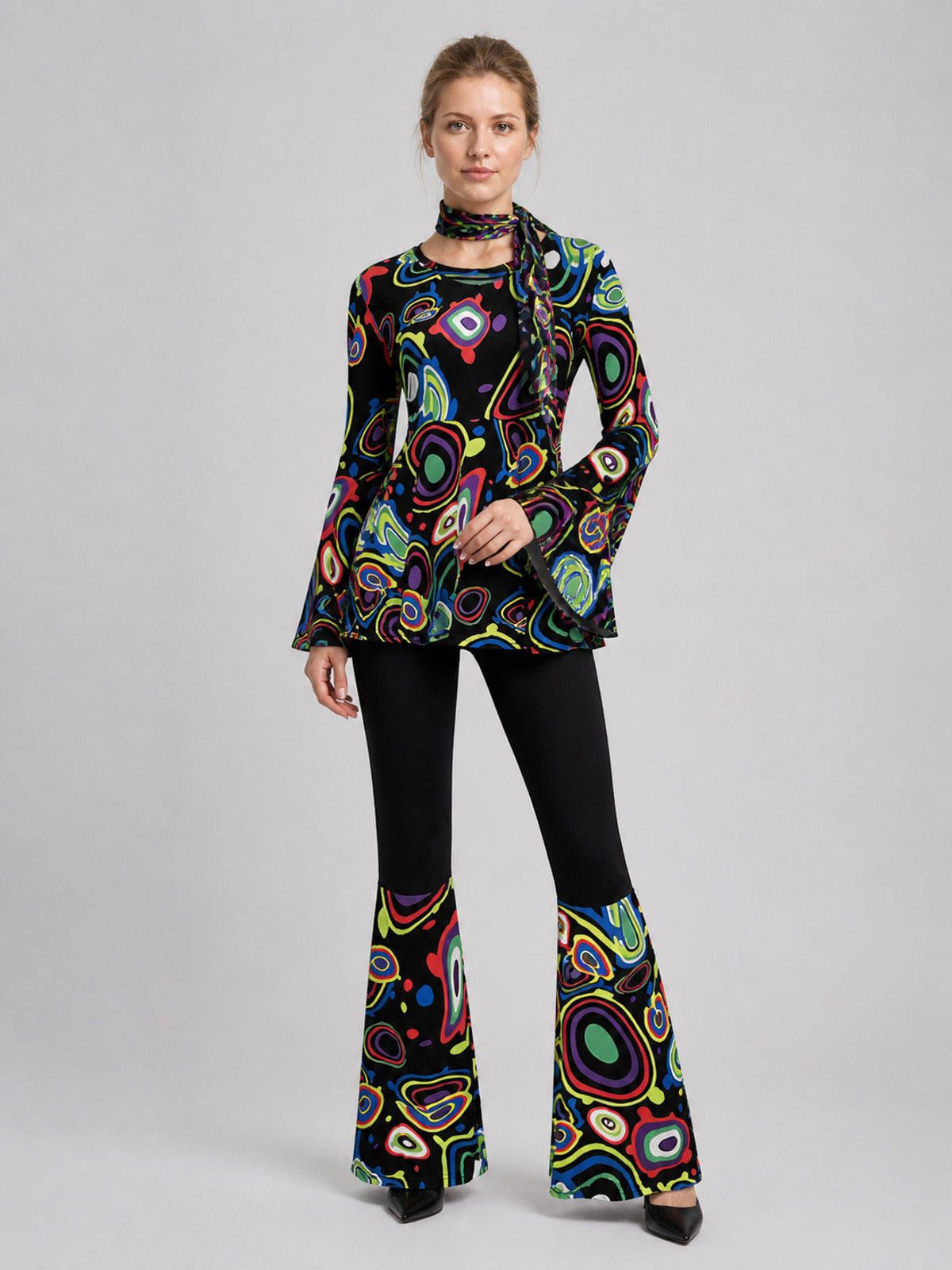 70s Stage Costume: Psychedelic Print, Flared Pants Costumes detail