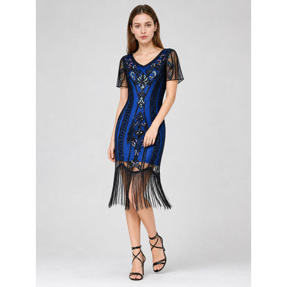 Vintage-Style Flapper Dress with Fringe