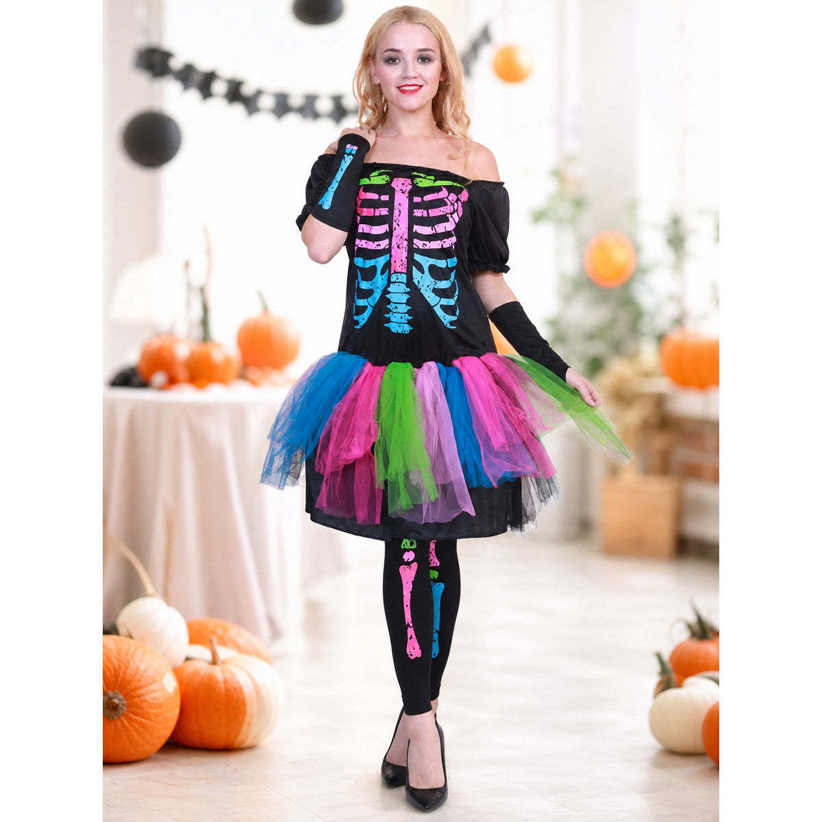 Halloween Skeleton Costume with a Tutu Skirt lifestyle view