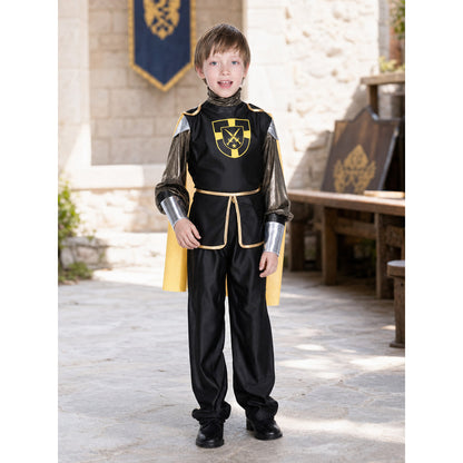 Children's knight costume with tunic, cape, and pants lifestyle