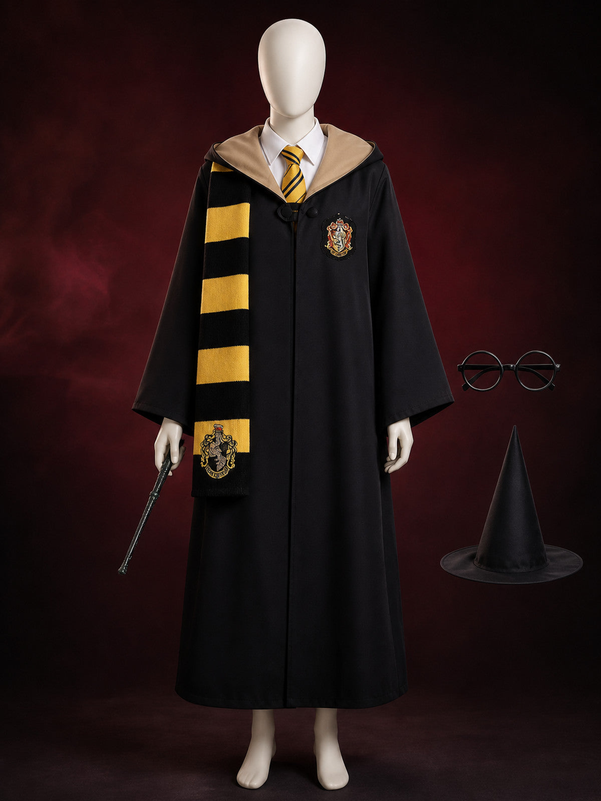Hufflepuff Wizard Costume with Hood for Cosplay