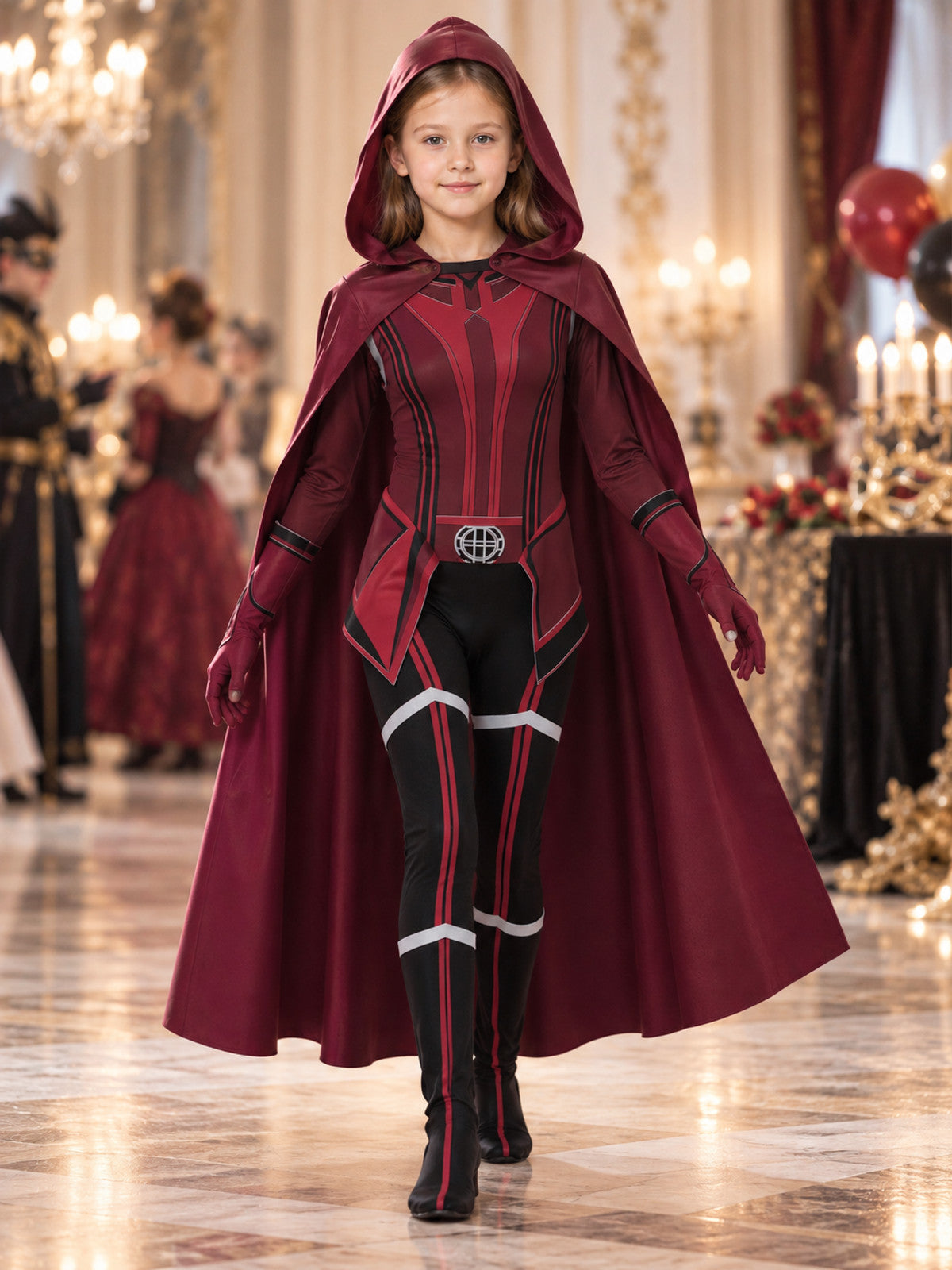 Scarlet Witch Cosplay Costume with Cape and Hood lifestyle view