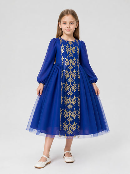 Princess Dress with Gold Embroidery and Full Skirt Costume Dresses detail