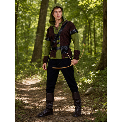 Robin Hood-style hooded costume for cosplay lifestyle view