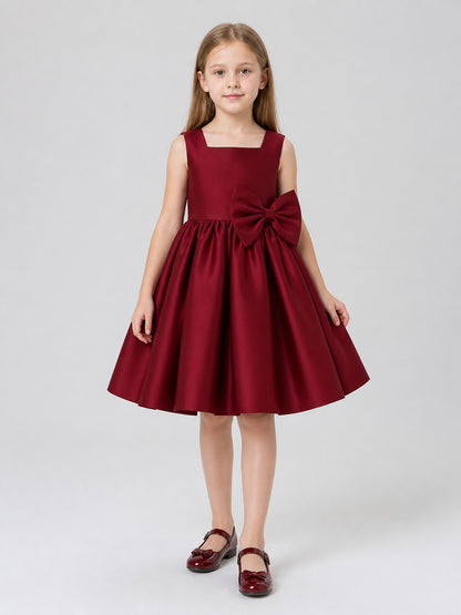 Burgundy Princess Dress for Girls with Bow Costume Dresses detail