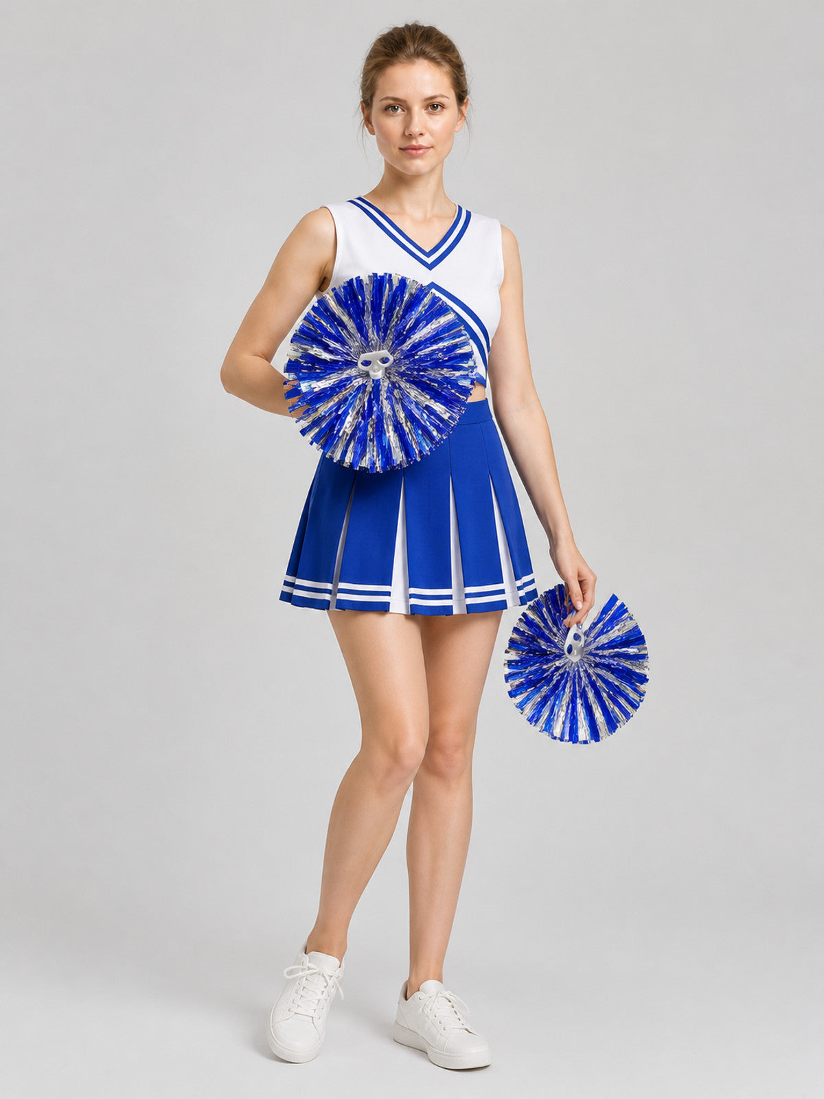 Cheerleading Pom-Pom, Blue and Silver, with Handle product detail