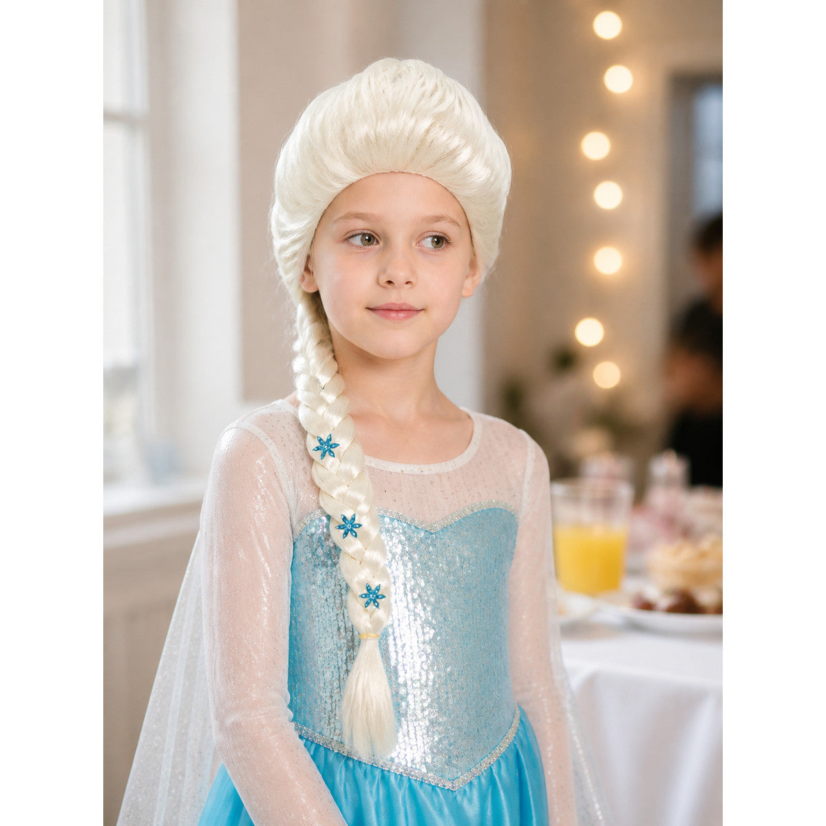 White Carnival Wig with Braids for Halloween and Cosplay lifestyle view