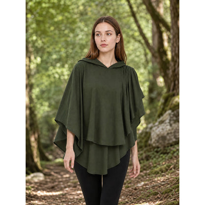 Hooded cloak-cape, green, fantasy style lifestyle