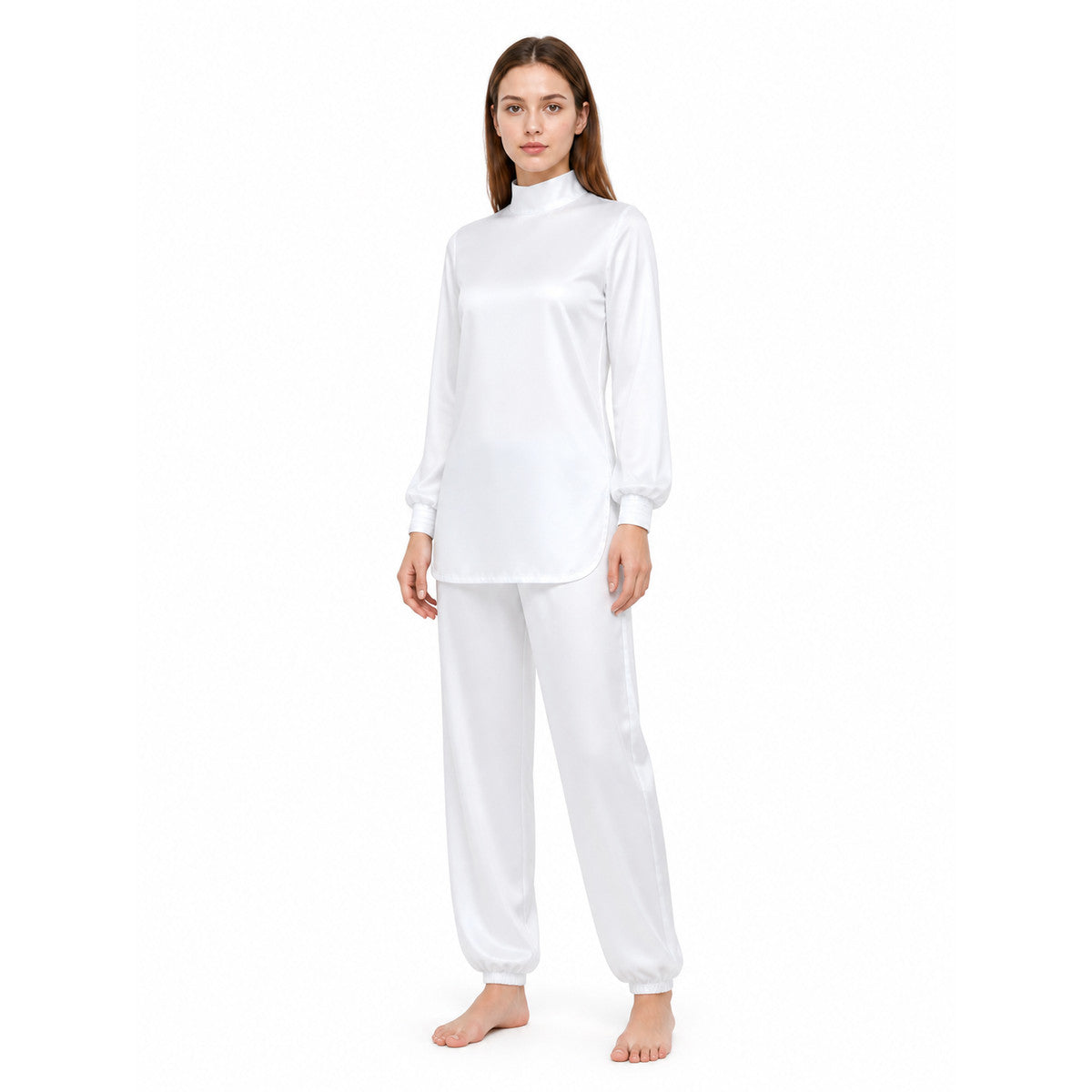 White Cosplay Jumpsuit with High Collar