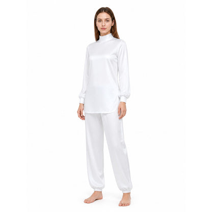 White Cosplay Jumpsuit with High Collar