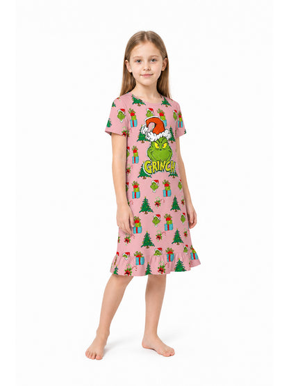 Children’s Grinch Dress, Short Sleeves, A-Line, Ruffles product detail