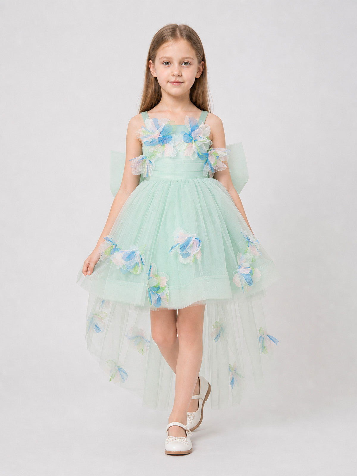 Strappy Floral Dress with Train and Full Skirt Costume Dresses detail