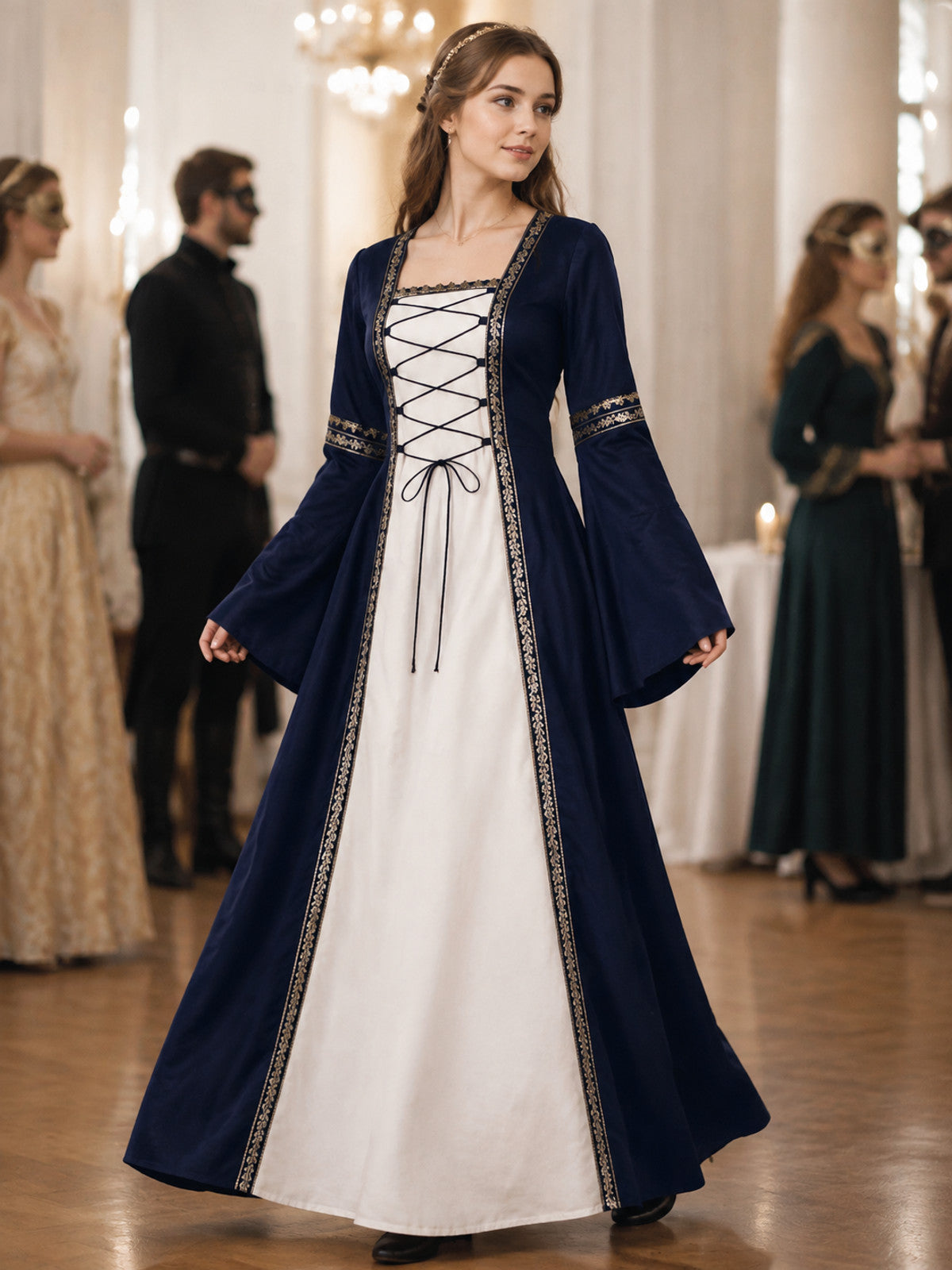 Medieval Dress with Lacing and a Flared Skirt lifestyle view
