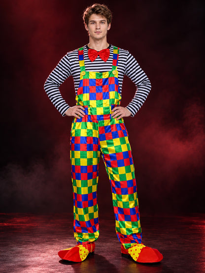 Adult Clown Costume: Top, Jumpsuit, Bow Tie