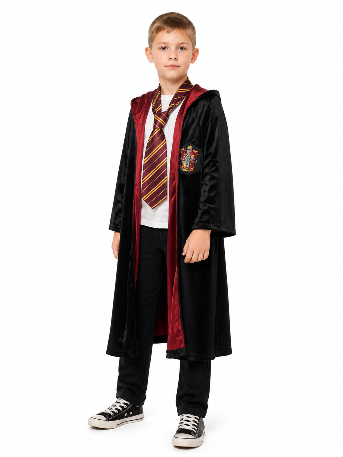 Hooded Robe, Black with Red Lining product detail